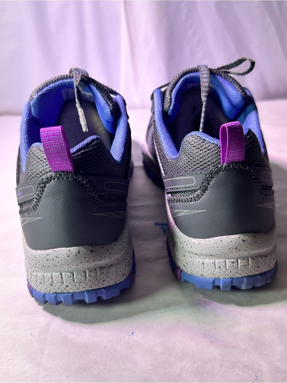 Skechers Gray Athletic Walking Shoe with Purple & Light Blue Accents - Picture 7 of 10